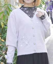 スノー・ローズ刺繍カーデ(ラベンダー-F)