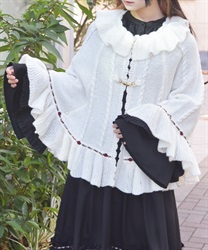 ふわふわモヘアニットケープ(生成り-F)