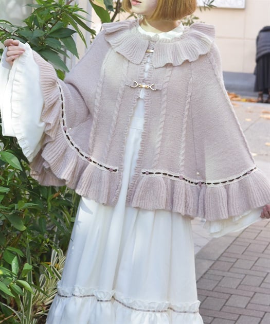 ふわふわモヘアニットケープ【予約】