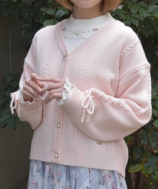 リボン釦編み上げニットカーディガン | axes femme online shop