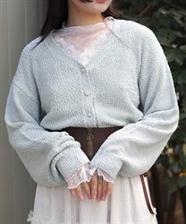 パール釦ぽこぽこニットカーディガン【期間限定価格】(ミント-F)