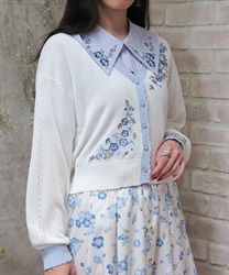 接触冷感ネモフィラ刺繍カーデ【予約】(白-F)