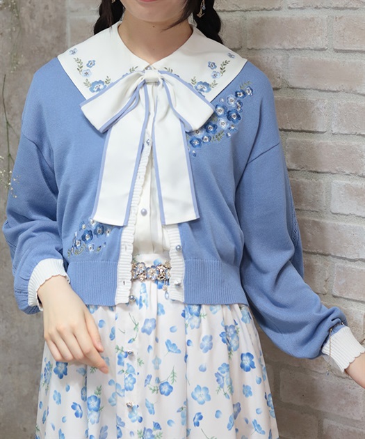 接触冷感ネモフィラ刺繍カーデ【予約】