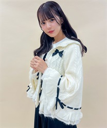 ホットセール 口コミ | outlet | リボン裏ボアニットケープ axes shop online femme トップス