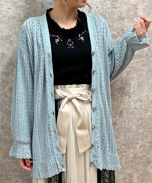 透かし編みロングカーディガン | outlet | axes femme online shop 透かし編みロングカーディガン | outlet | axes femme online shop