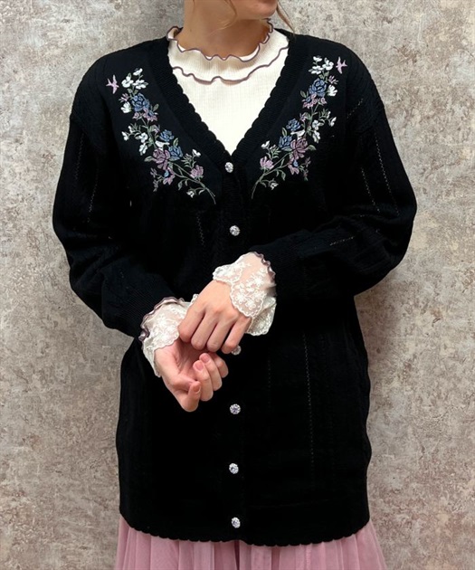 フラワーバード刺繍ロングカーディガン | レディース服 フラワーバード刺繍ロングカーディガン | レディース服