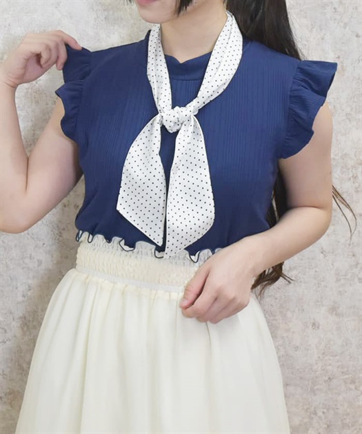 スカーフ付ノースリプルオーバー | outlet | axes femme online shop スカーフ付ノースリプルオーバー | outlet | axes femme online shop