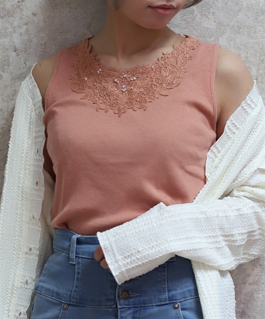 吸水速乾モチーフレースタンク