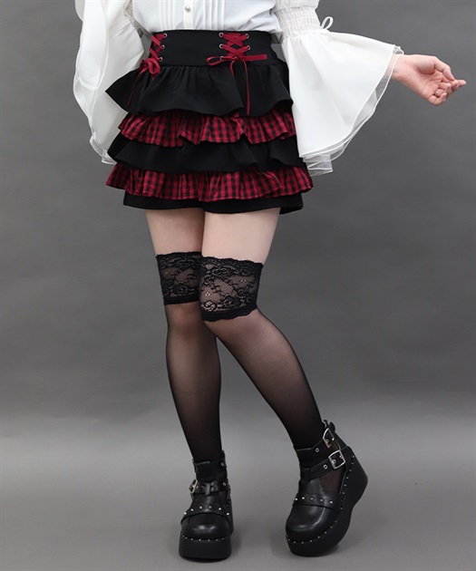 レースアップフリルスカパン【WEB先行販売】(ワイン-M)