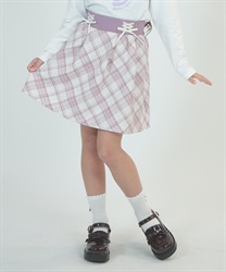 レースアップチェックスカパン【2点10%OFF対象商品】(ラベンダー-120cm)