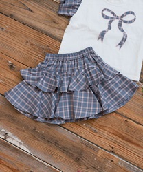 チェック柄プリントストール(グレー-120cm)