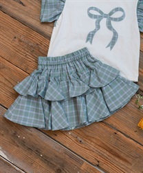 チェック柄プリントストール(ミント-120cm)