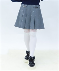 ストーン付きプリーツスカパン(グレー-M)