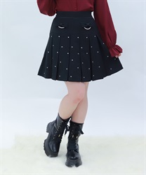 ストーン付きプリーツスカパン(黒-M)