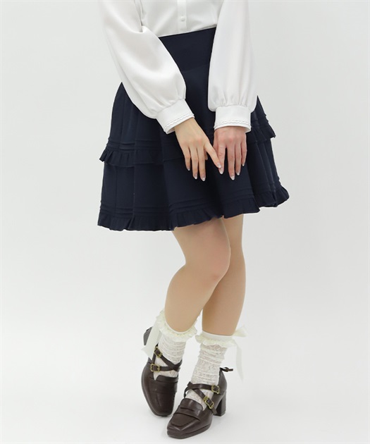ハイウエストフリルスカパン(紺-M)
