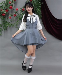 燕尾デザインサロペット【予約】(グレー-M)