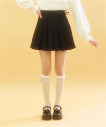 リボンセットプリーツスカパン【2点10%OFF対象商品】(黒-F)