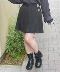 ベルト×プリーツスカパン(黒-F)