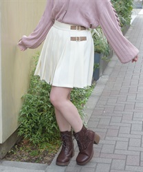 ベルト×プリーツスカパン(クリーム-F)