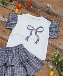 チェックリボンフリルＴシャツ【予約】