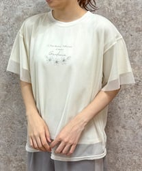 チュール重ねロゴＴシャツ(生成り-F)
