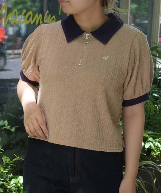 胸元刺繍ハーフジップポロプルオーバー | outlet | axes femme 胸元刺繍ハーフジップポロプルオーバー | outlet | axes femme
