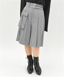 Ｗベルトハーフワイドパンツ【2点10%OFF対象商品】(グレー-F)
