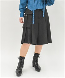 Ｗベルトハーフワイドパンツ【2点10%OFF対象商品】(黒-F)