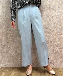 裾釦ストレートタックパンツ【期間限定価格】