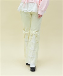 レースフリルデニムパンツ【期間限定価格】(ベージュ-M)