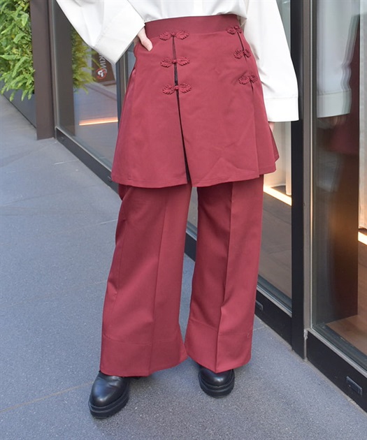 チャイナ釦付きレイヤードパンツ | レディース服・レディース チャイナ釦付きレイヤードパンツ | レディース服・レディース