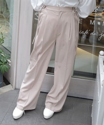 調節ボタンストレートパンツ【2点10%OFF対象商品】(ベージュ-M)