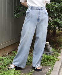 ワイドストレートデニムパンツ(ブリーチ-F)