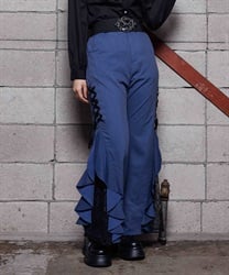 サイドフリルフレアパンツ【期間限定価格】(紺-M)