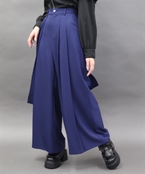 フレアデザインワイドパンツ(紺-M)