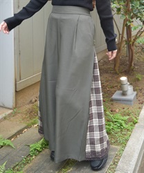 連釦サイドチェック切替パンツ(カーキ-F)