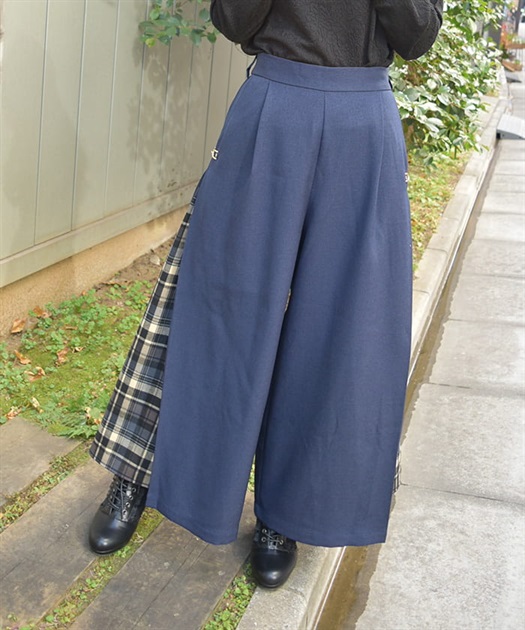 サイドチェックワイドパンツ | outlet | axes femme online shop サイドチェックワイドパンツ | outlet | axes femme online shop