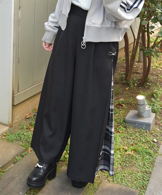 サイドチェックワイドパンツ【期間限定価格】 | レディース服 サイドチェックワイドパンツ【期間限定価格】 | レディース服