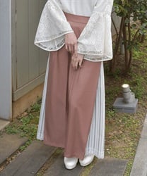 ストライプ切替ワイドパンツ【期間限定価格】(ピンク-F)