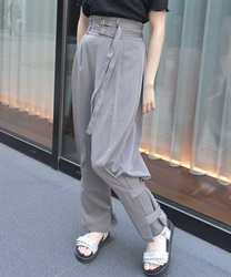 ダブルベルトワイドパンツ【WEB限定価格】(チャコール-F)