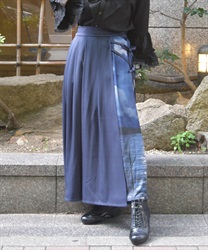 十五夜柄巻スカート風パンツ(紺-F)