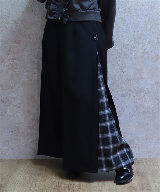 チェック切替ワイドパンツ