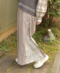 サイド柄切替ワイドパンツ(モカ-F)