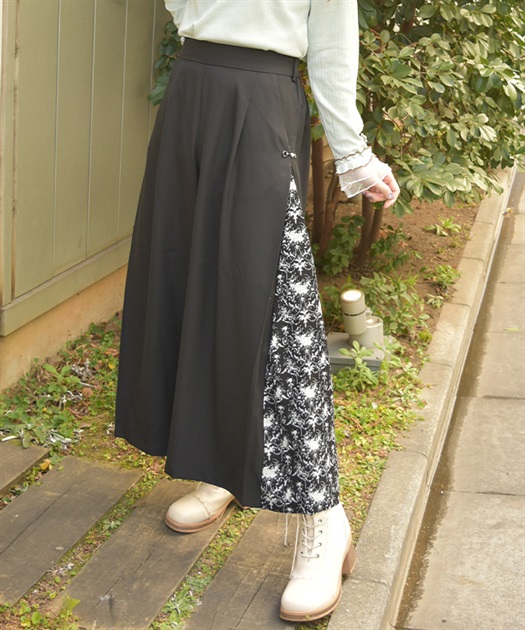 サイド柄切替ワイドパンツ