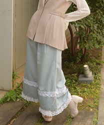 フリルレースワイドパンツ【WEB先行販売】(サックス-F)