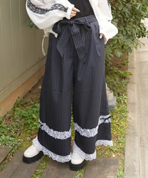 フリルレースワイドパンツ【WEB先行販売】(紺-F)