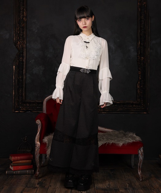 レース切替刺繍ロングパンツ【WEB先行販売】