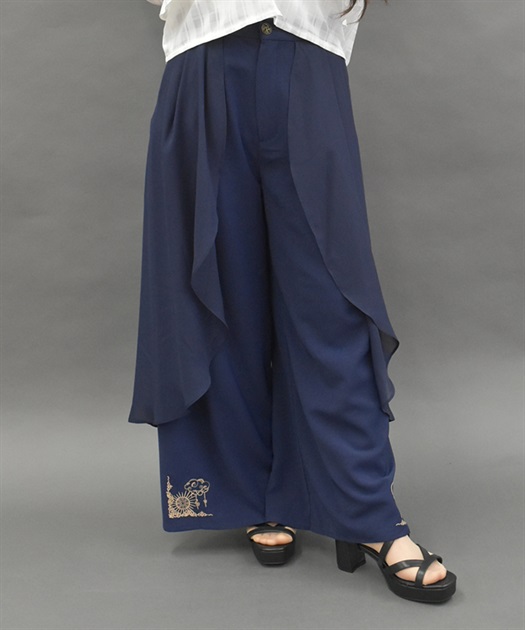 うさとの服】 藍染 フレアパンツ レディース