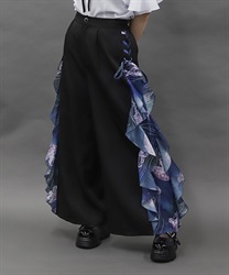 揺蕩う海月ラッフルワイドパンツ(黒-M)