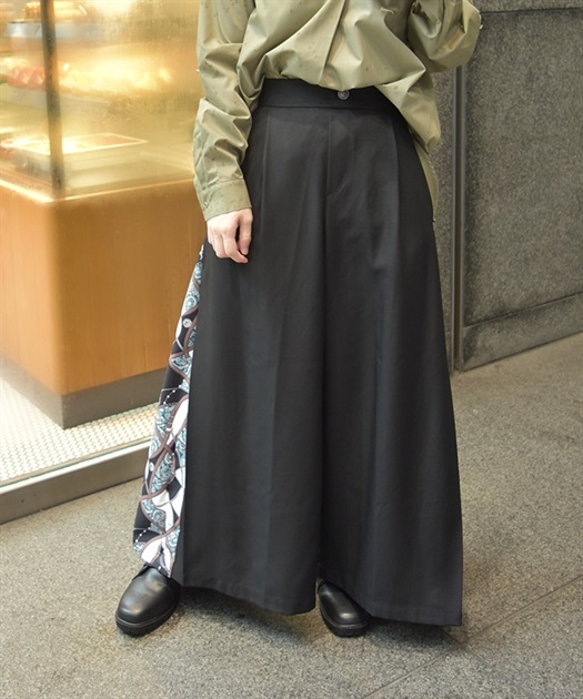 スカーフ切替ワイドパンツ【10%OFF対象商品】 | レディース服 スカーフ切替ワイドパンツ【10%OFF対象商品】 | レディース服